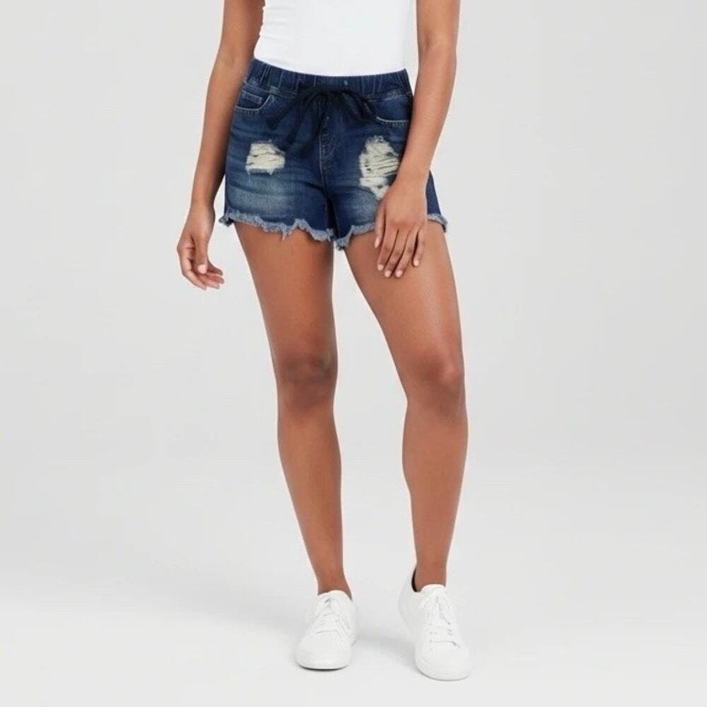 GOGO Jeans USA Denim Shorts - Distressed Look - Stretch Waist - Size 7